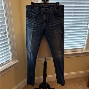 Big Star Joey Dark Blue Distressed Straight Leg Jeans